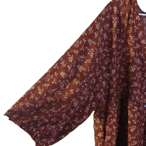 Kervology Plus Size Dipsy Floral Rust and cream Prairie Boho Midi Dress Nwot - Picture 13 of 13